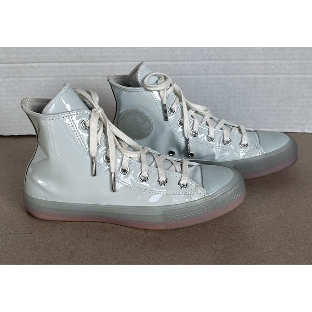 Converse Chuck Taylor All Star Women's‎ Sz 8 Patent Leather Baby Blue High Tops - Picture 6 of 7